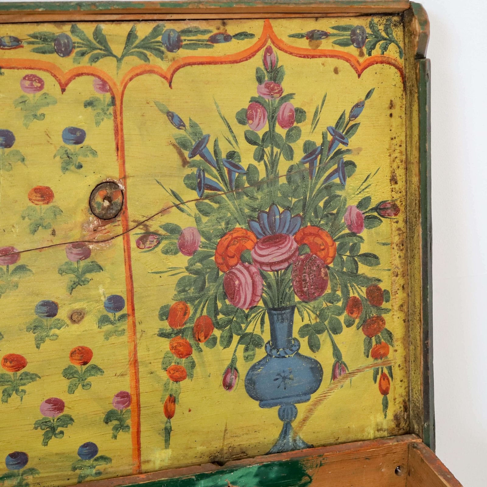 Furniture 19th Century Romanian Hand Painted Marriage Chest photo