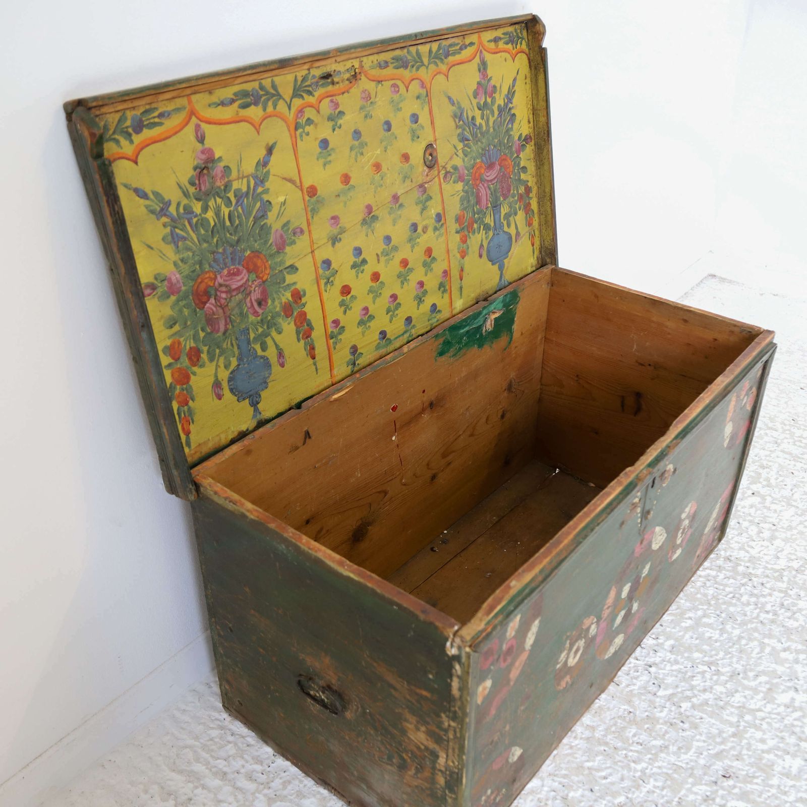 975.0 19th Century Romanian Hand Painted Marriage Chest photo