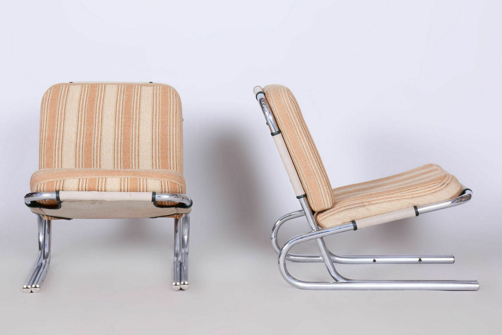 Set Of Two Original Bauhaus Armchairs, Chrome Plated Steel, Germany, 1940s photo Furniture