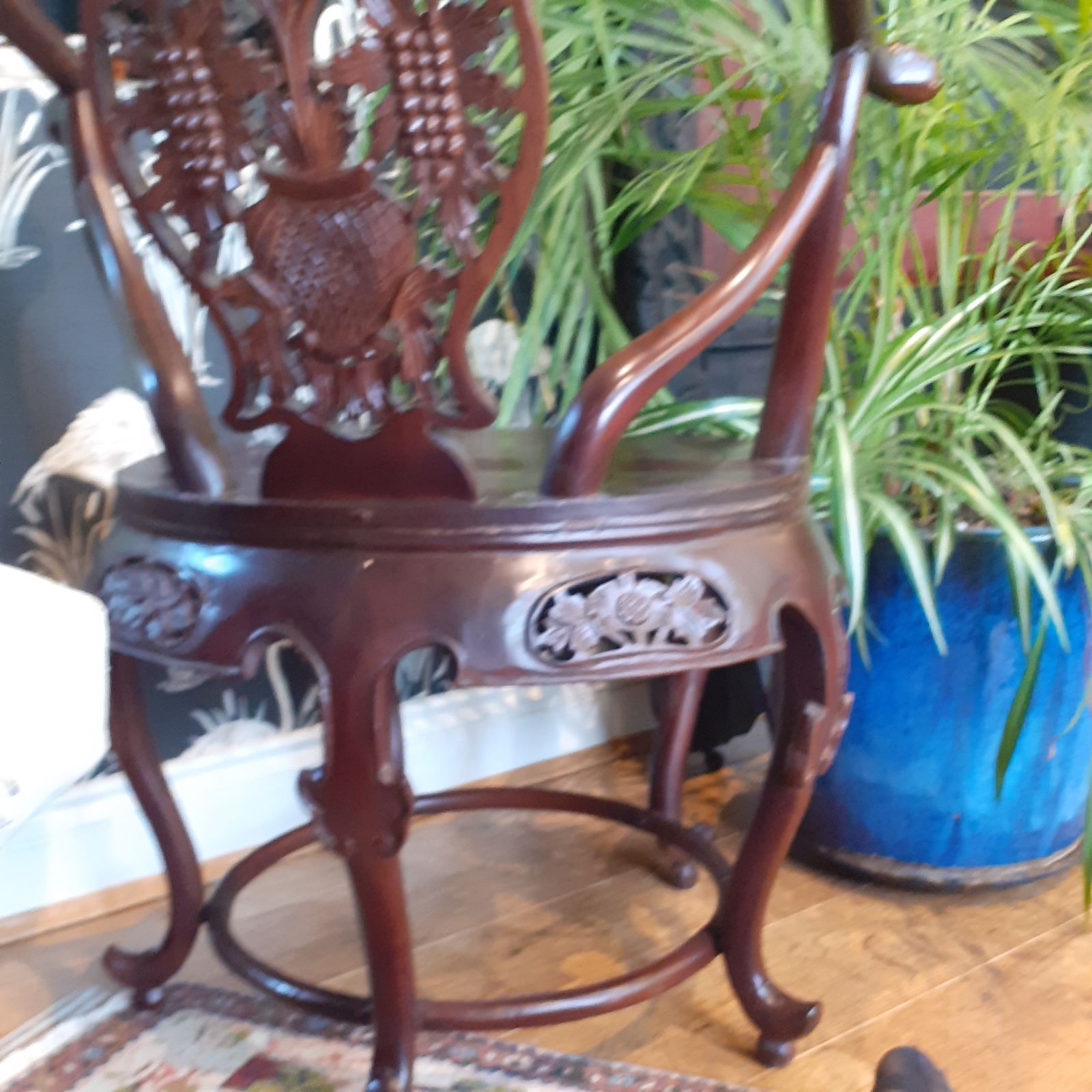 Semi Antique, 1960s, Chinese, Mahogany Handcrafted Chair In Very Good Condition  With No Damage Or Scratches photo furniture