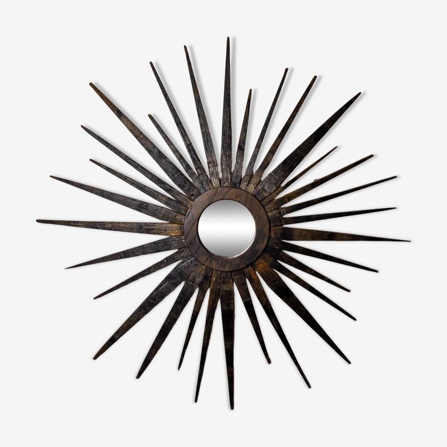 Xl Wooden Sun Mirror, France, 1960, 80 Cm