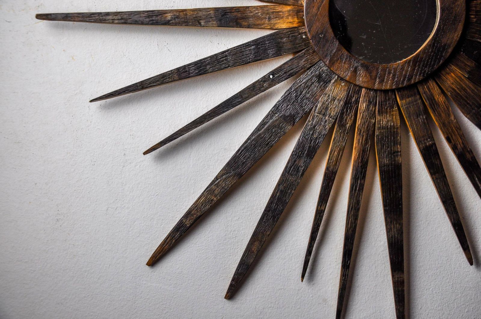 Xl Wooden Sun Mirror, France, 1960, 80 Cm photo 1003.0