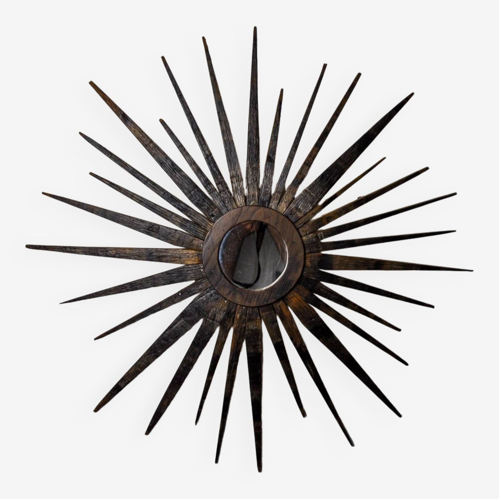photo furniture Xl Wooden Sun Mirror, France, 1960, 80 Cm