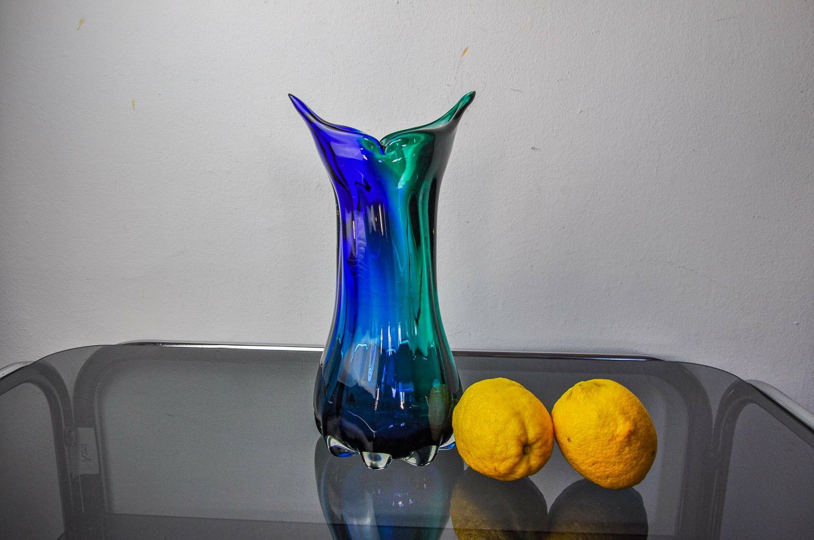 Sommerso Green And Blue Vase By Seguso, Murano Glass, Italy, 1970 photo for sale