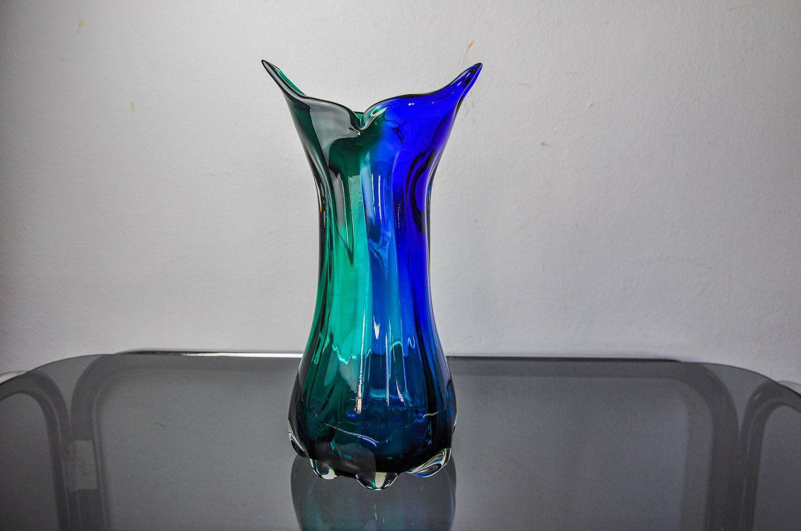 Sommerso Green And Blue Vase By Seguso, Murano Glass, Italy, 1970 photo vintage