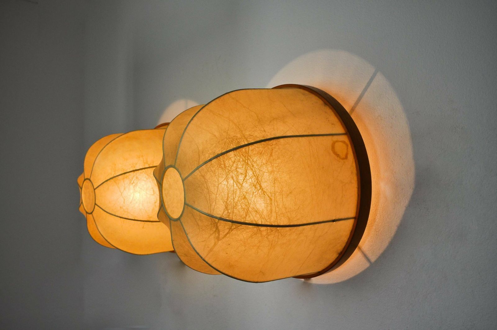 Pair Of Xl "Cocoon" Wall Lights, Resin And Pine, Italy, 1970 photo furniture