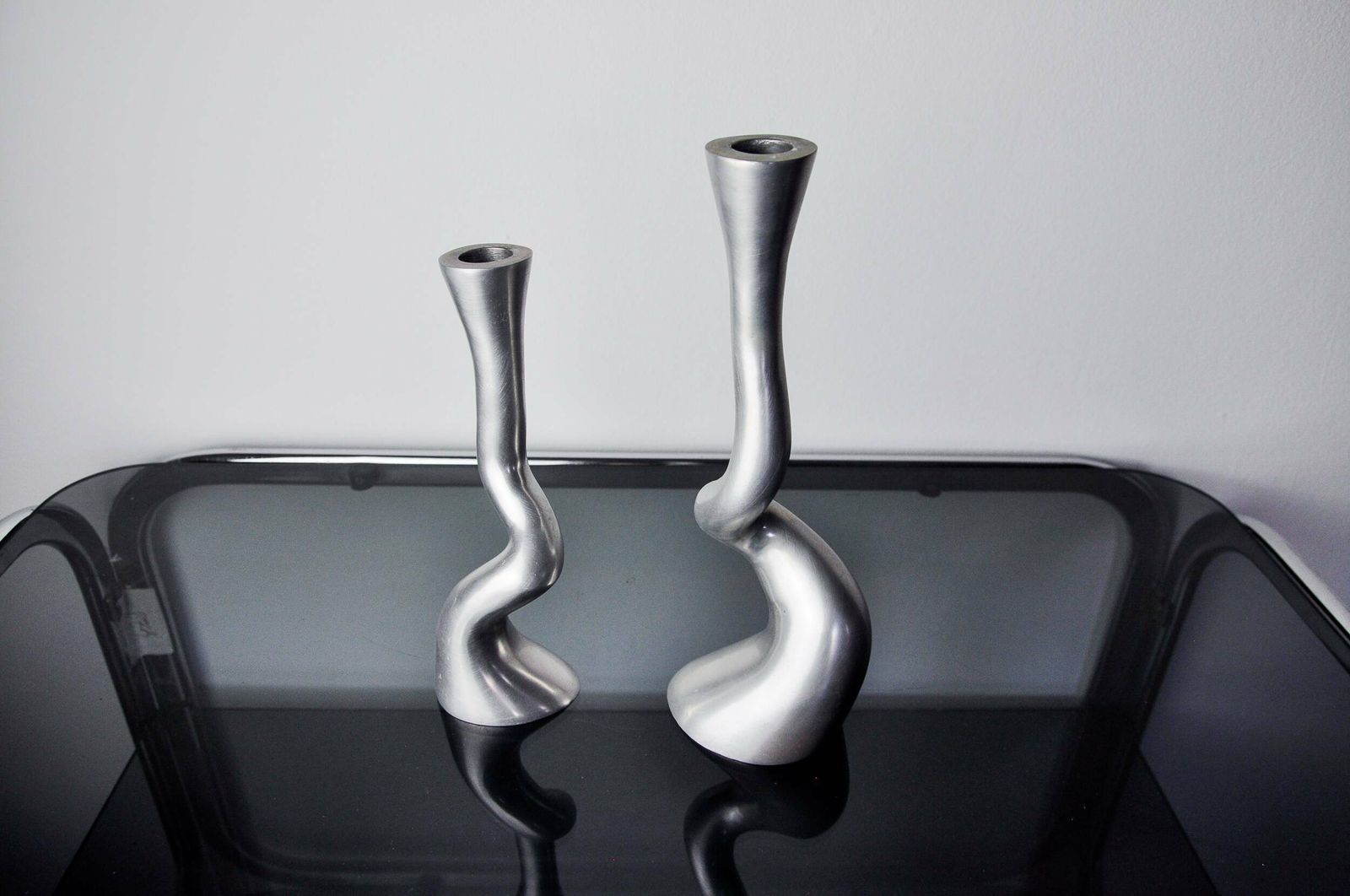 Pair Of Brutalist Candle Holders By Art3, Spain, 1970 photo vintage