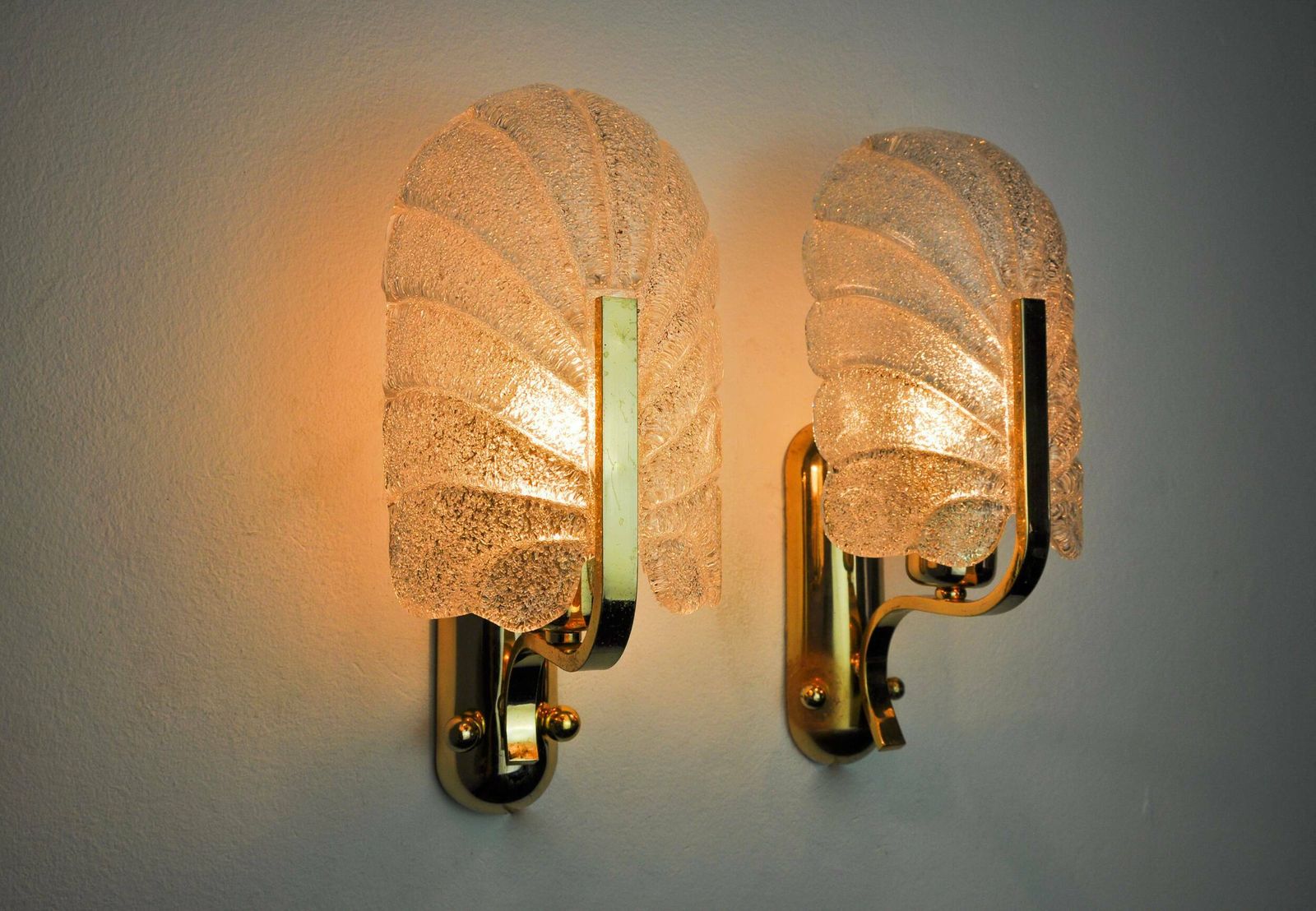 Pair Of "Leaf" Wall Lights By Carl Fagerlund, Murano Glass, Germany, 1970 photo for sale