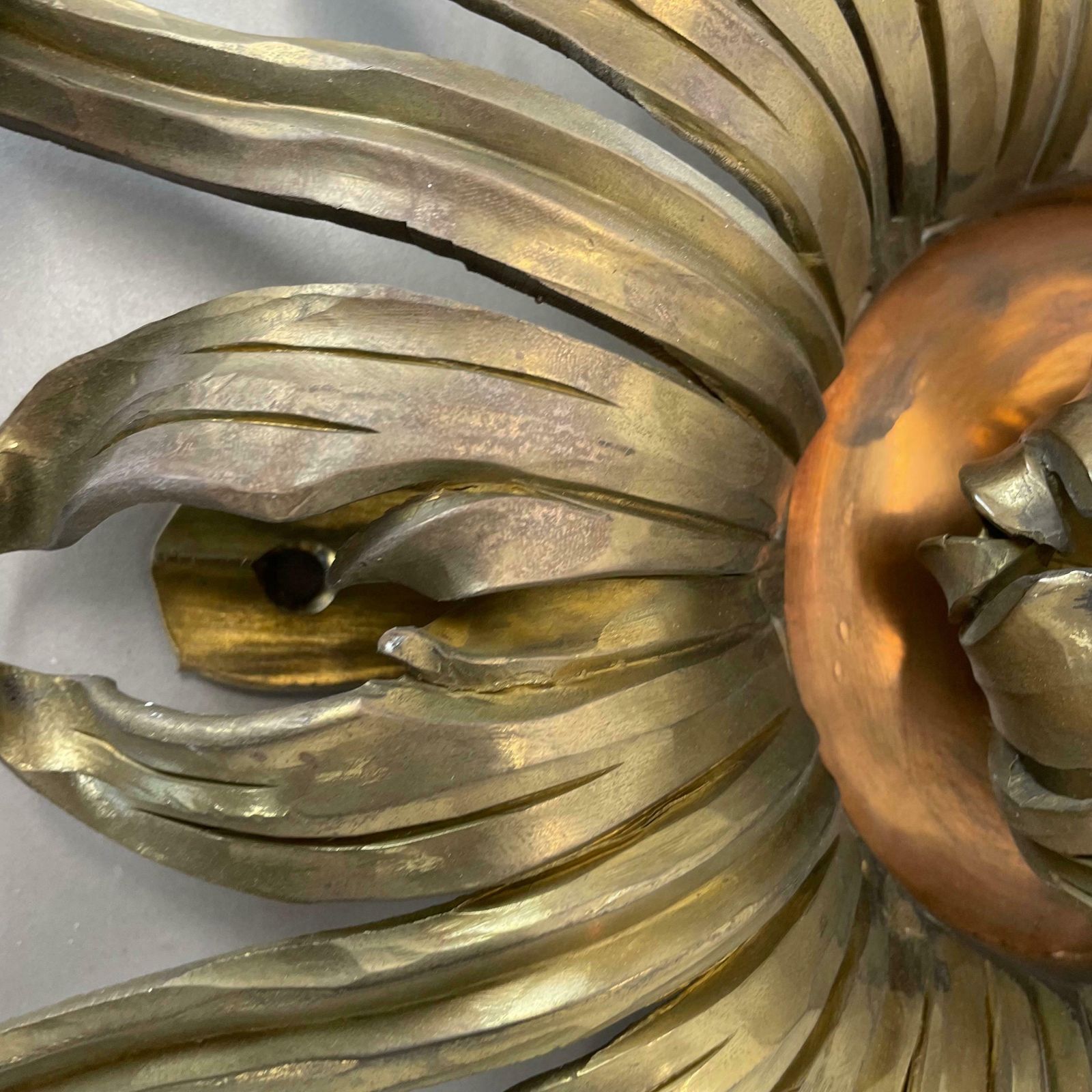 2621.0 45cm Handmade Brass Stilnovo Style Floral Theatre Wall Ceiling Light, Italy 1970 photo