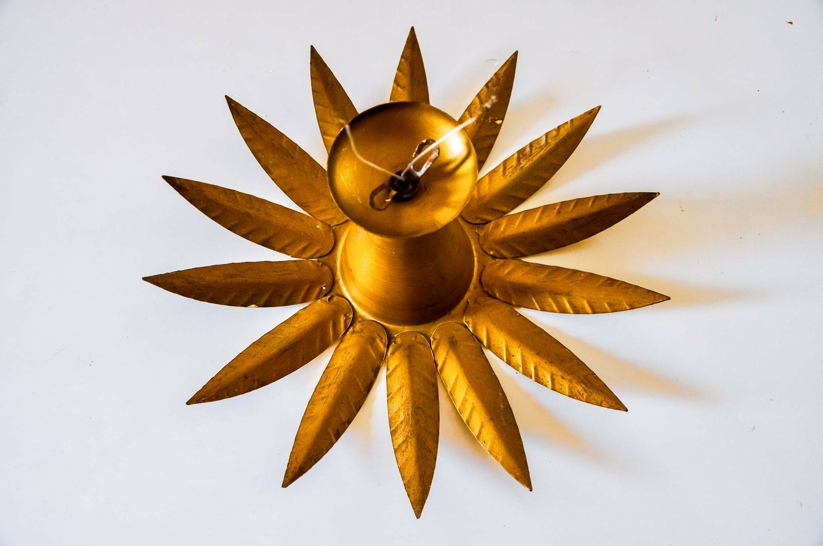 Sun Wall Lamp By Ferro Arte, Metal And Gold Leaf, Spain, 1960 photo vintage