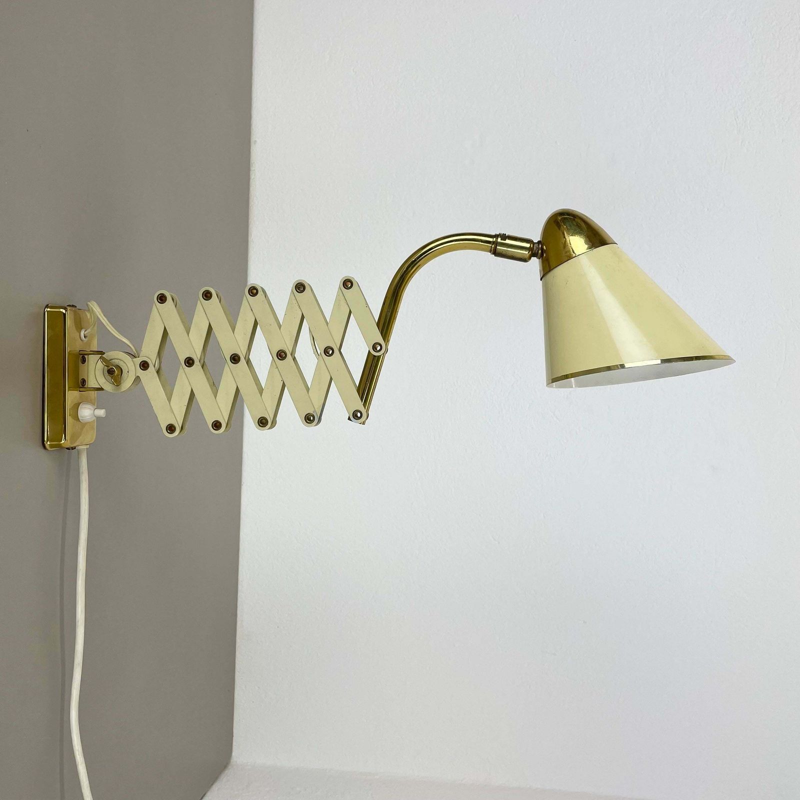 Original Scissors Wall Light Brass And Metal By Sis Leuchten, Germany 1950s photo furniture