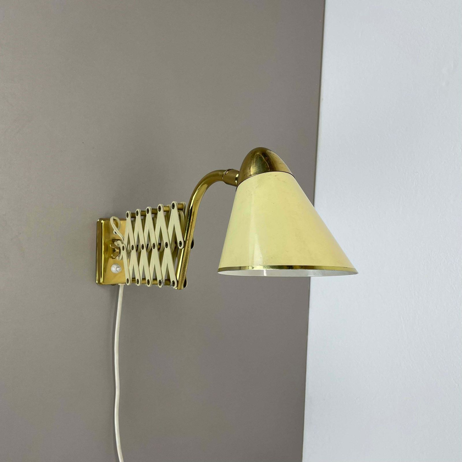 Original Scissors Wall Light Brass And Metal By Sis Leuchten, Germany 1950s photo 699.0