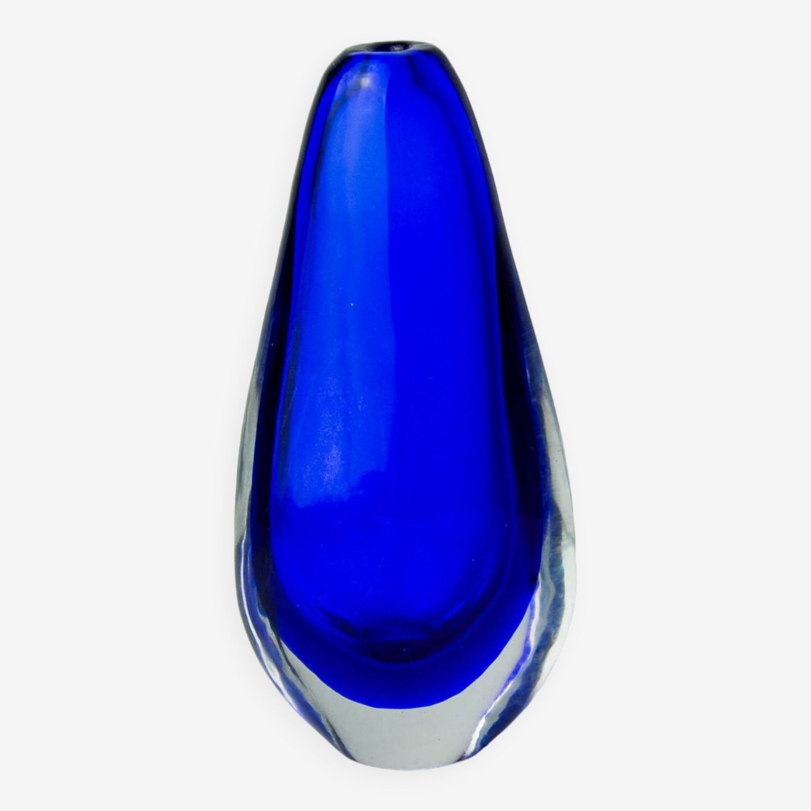 Sommerso Blue Vase, Murano Glass, Italy, 1970