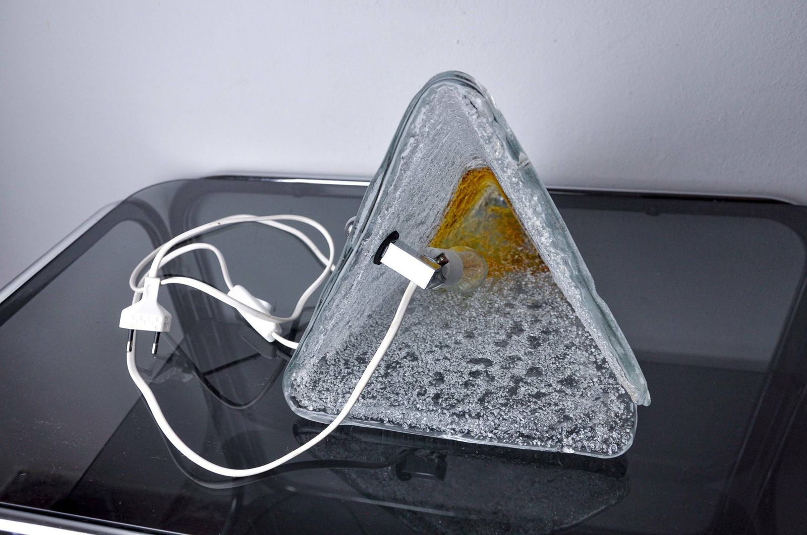 photo for sale “Pyramid” Lamp By Mazzega, Orange Frosted Murano Glass, Italy, 1970