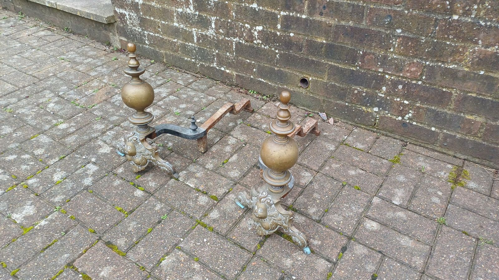 Magnificent Pair Victorian Vintage Brass And Iron Fire Dogs Naked Breasted Lady Of The Sea. photo furniture