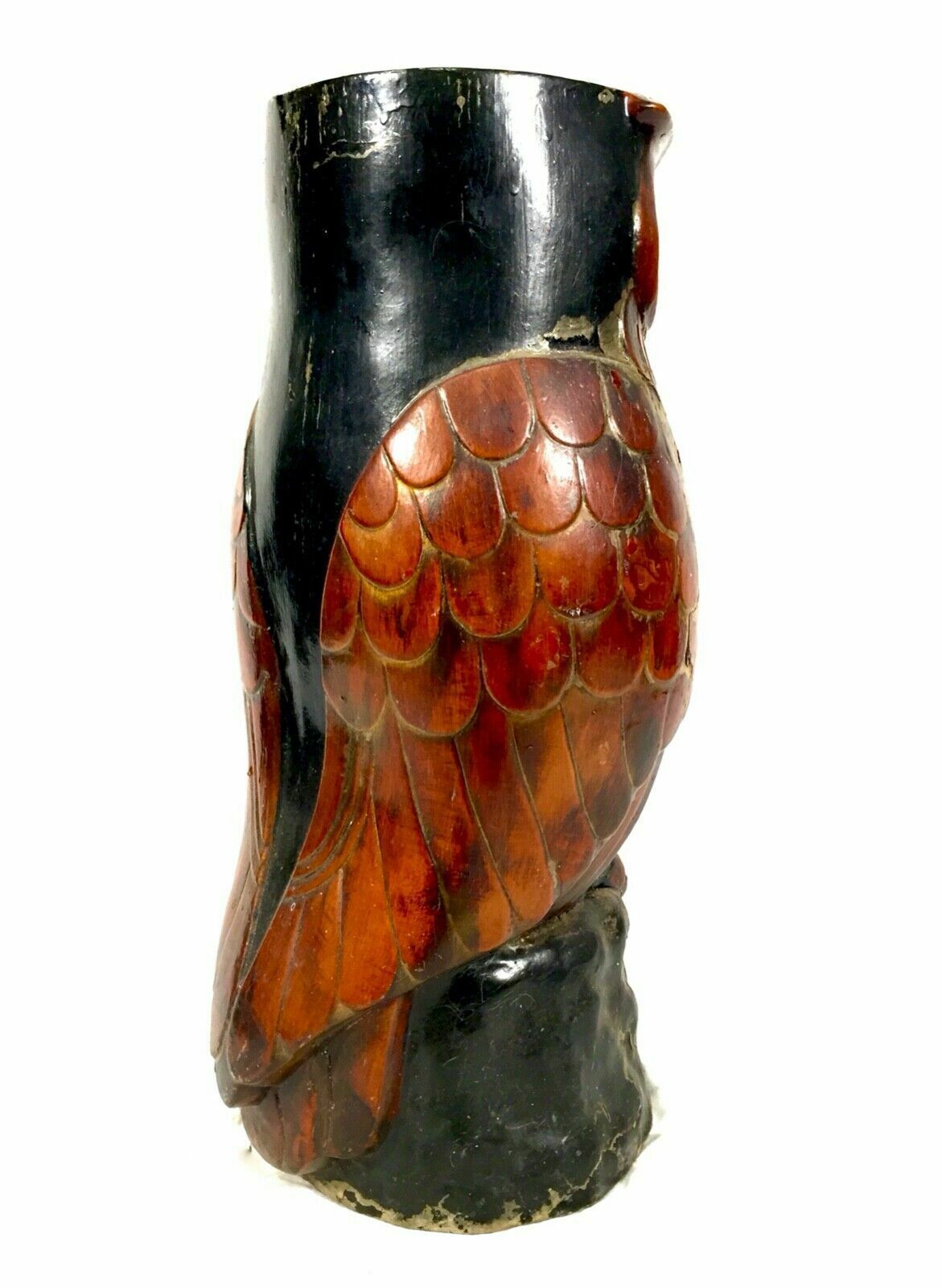 Antique Victorian Papier Mâche / Plaster Stick Stand In Owl Form / 19th Century photo 419.0