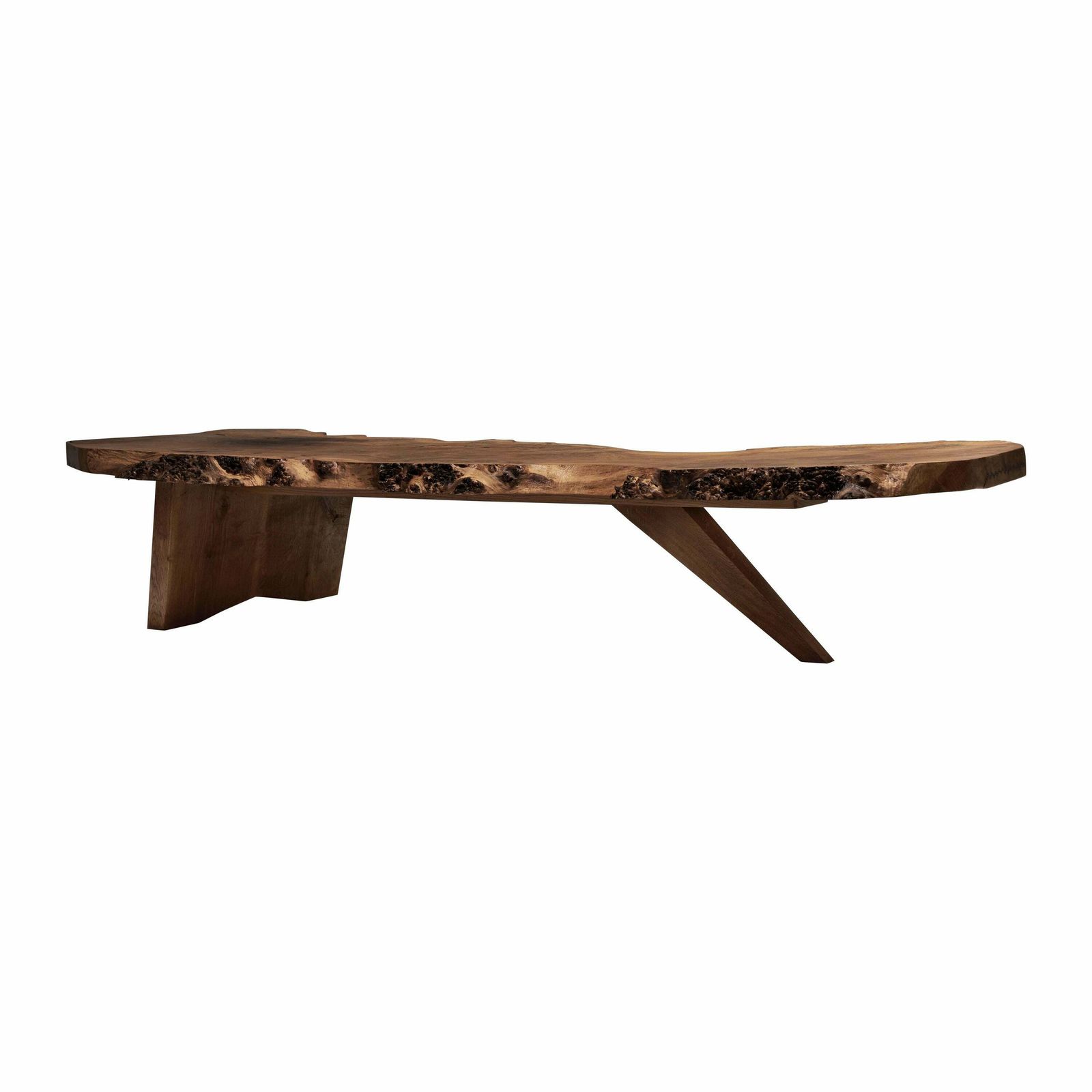 Exceptional And Large Coffee Table, English Oak Burl, 1970s.