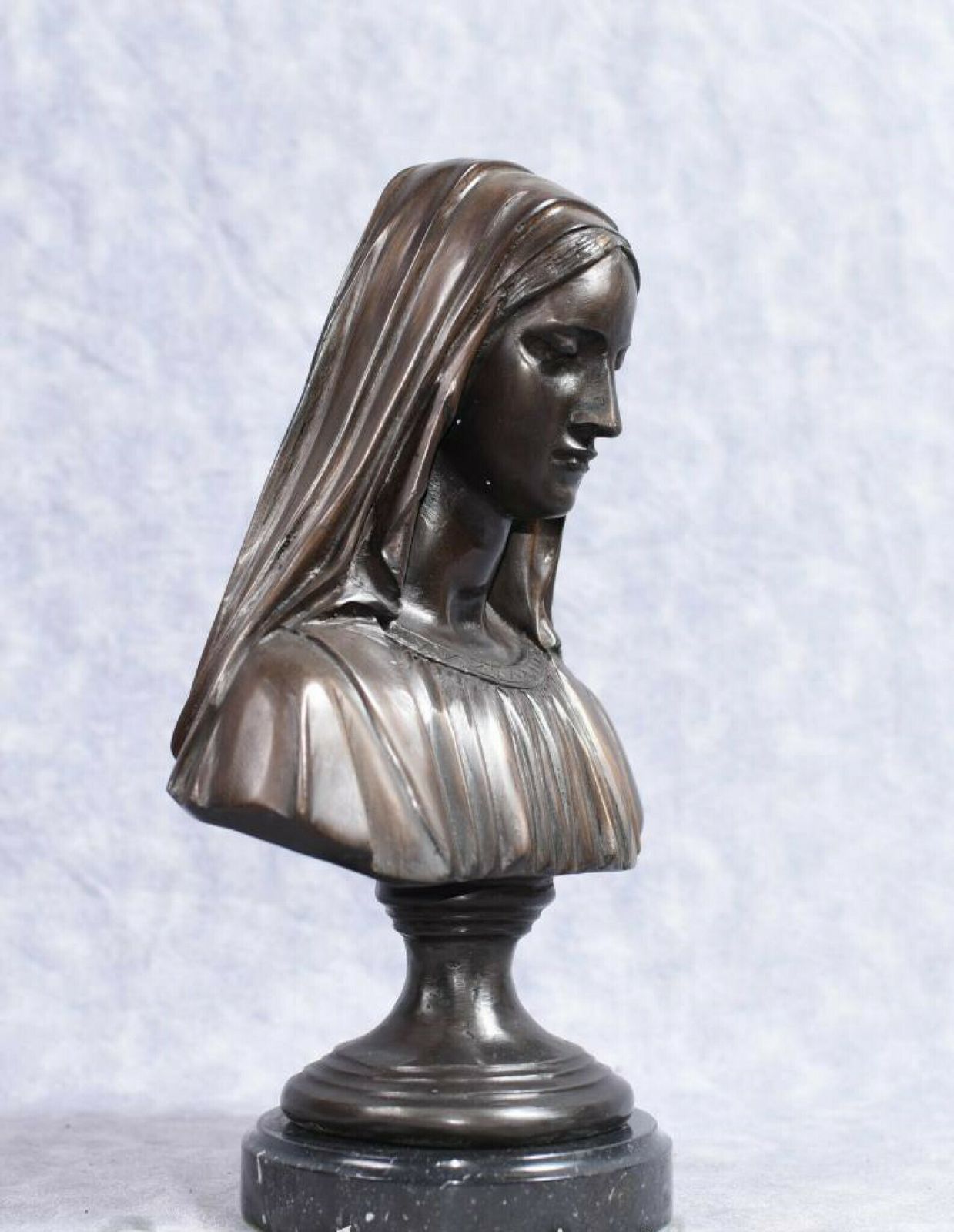 Bronze Virgin Mary Bust   French Holy Mother photo buy