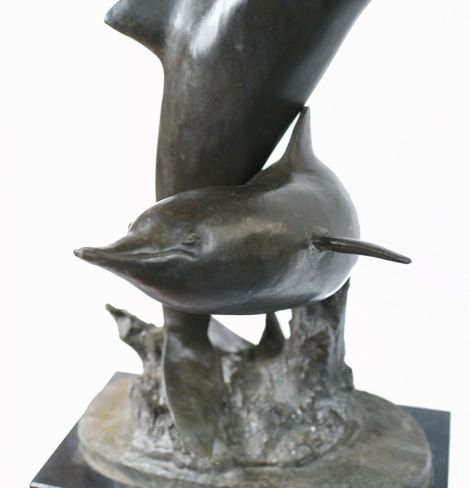 photo vinterior Bronze Dolphin Statue Garden Porpoise Casting