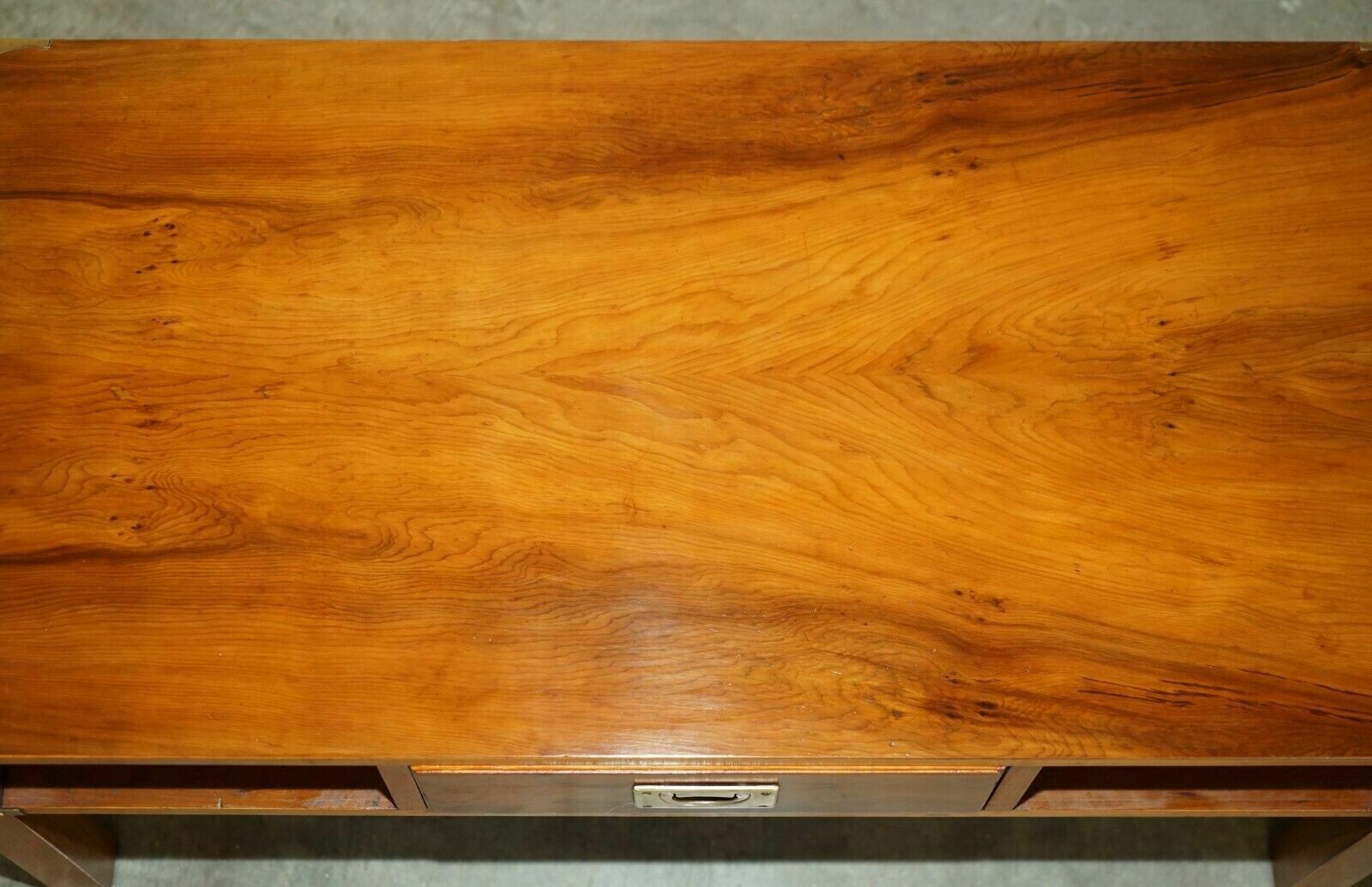 Fully Restored French Polished Burr Yew Wood Military Campaign Coffee Table photo vinterior