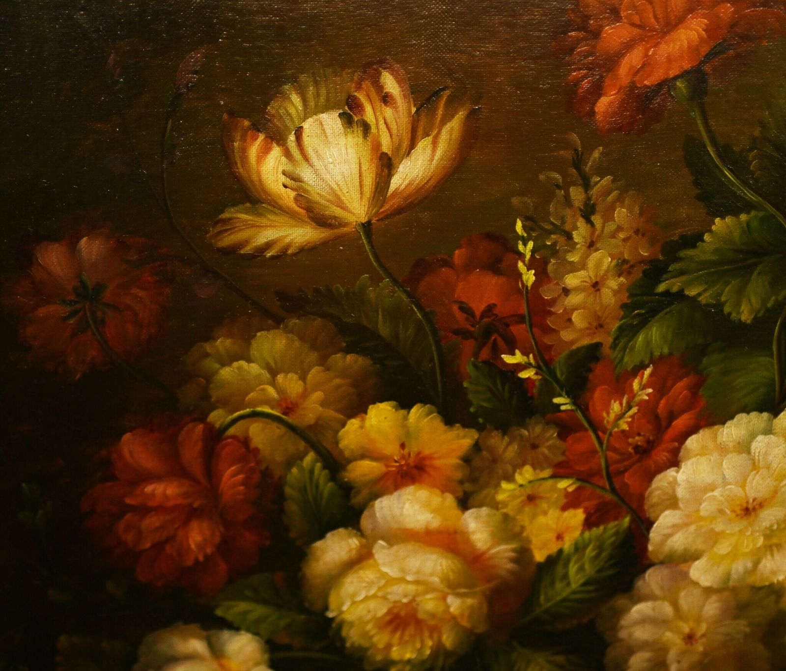 English Rose Floral Still Life Oil Painting photo furniture
