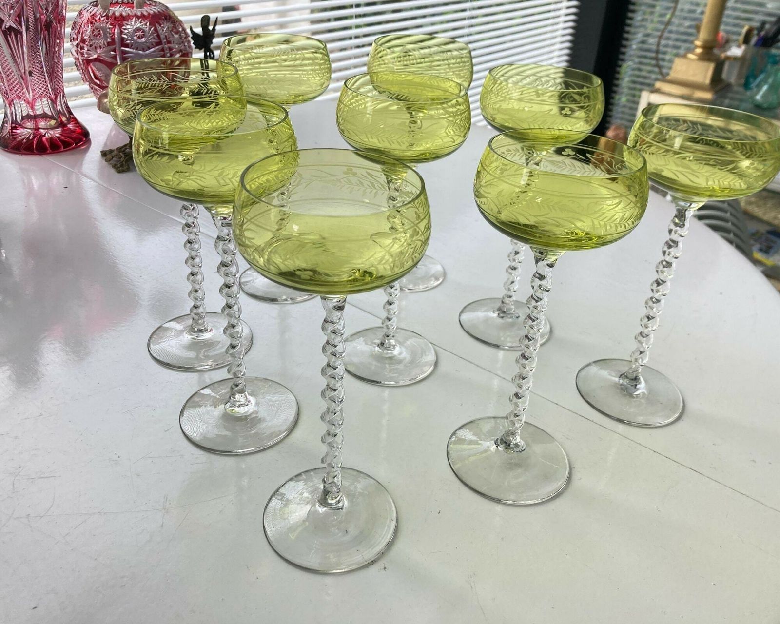 photo furniture Franse Art Nouveau Champagneglazen | 2 Stuks | Fijne Gravures | Annagroen Coupes