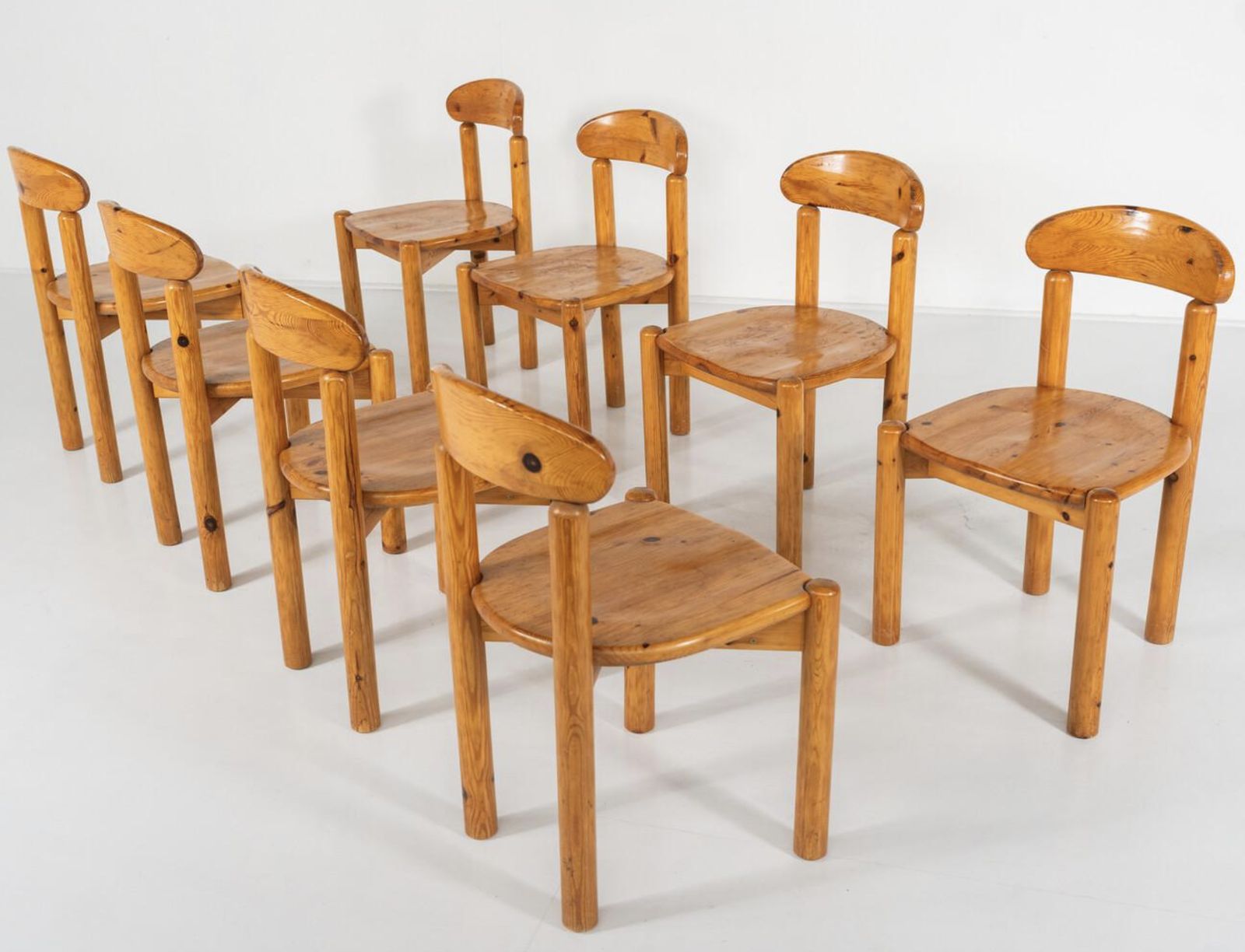 photo vintage Mid Century Set Of 8 Pitchpin Chairs By Rainer Daumiller, 1970s