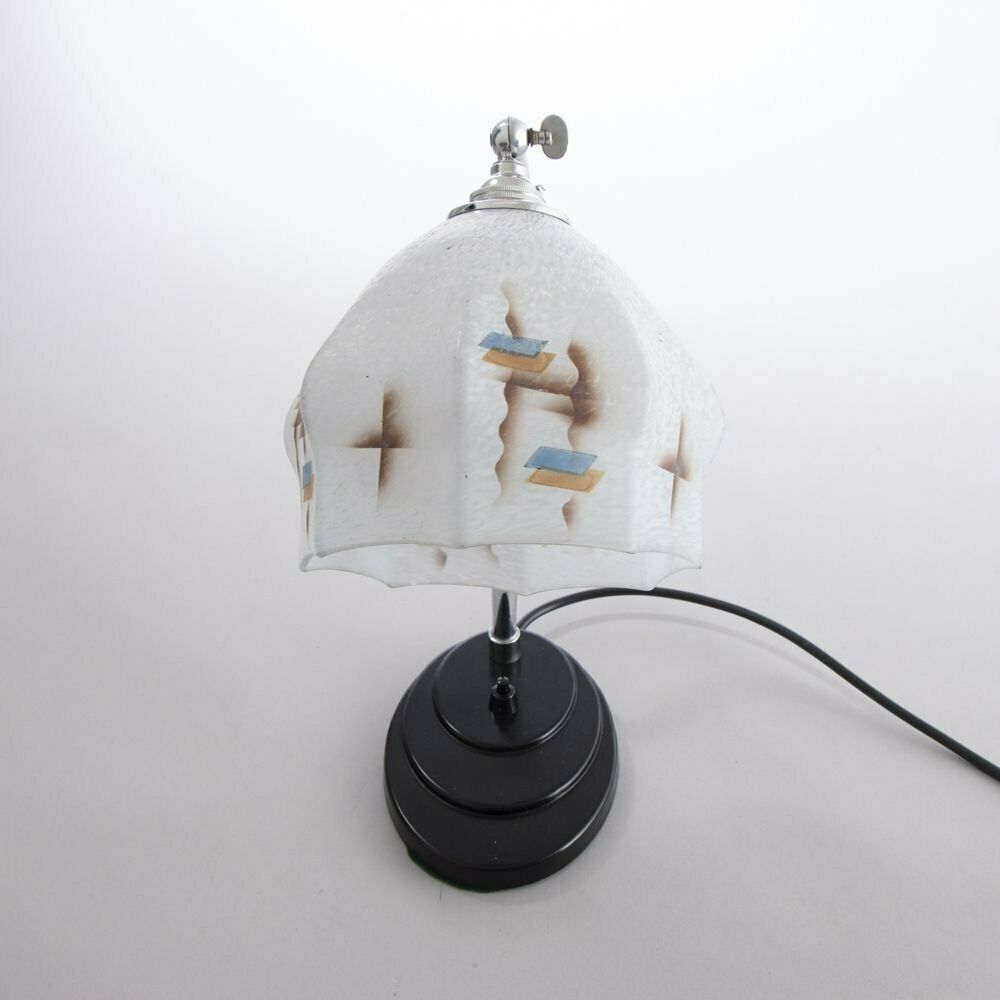 Geometric Shade Swan Neck Art Deco Table/Desk Reading Lamp photo Lighting