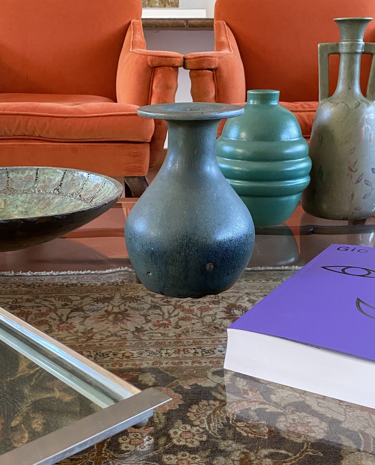 Midcentury Light Blue Ceramic Vase, France 1960s photo 370.0