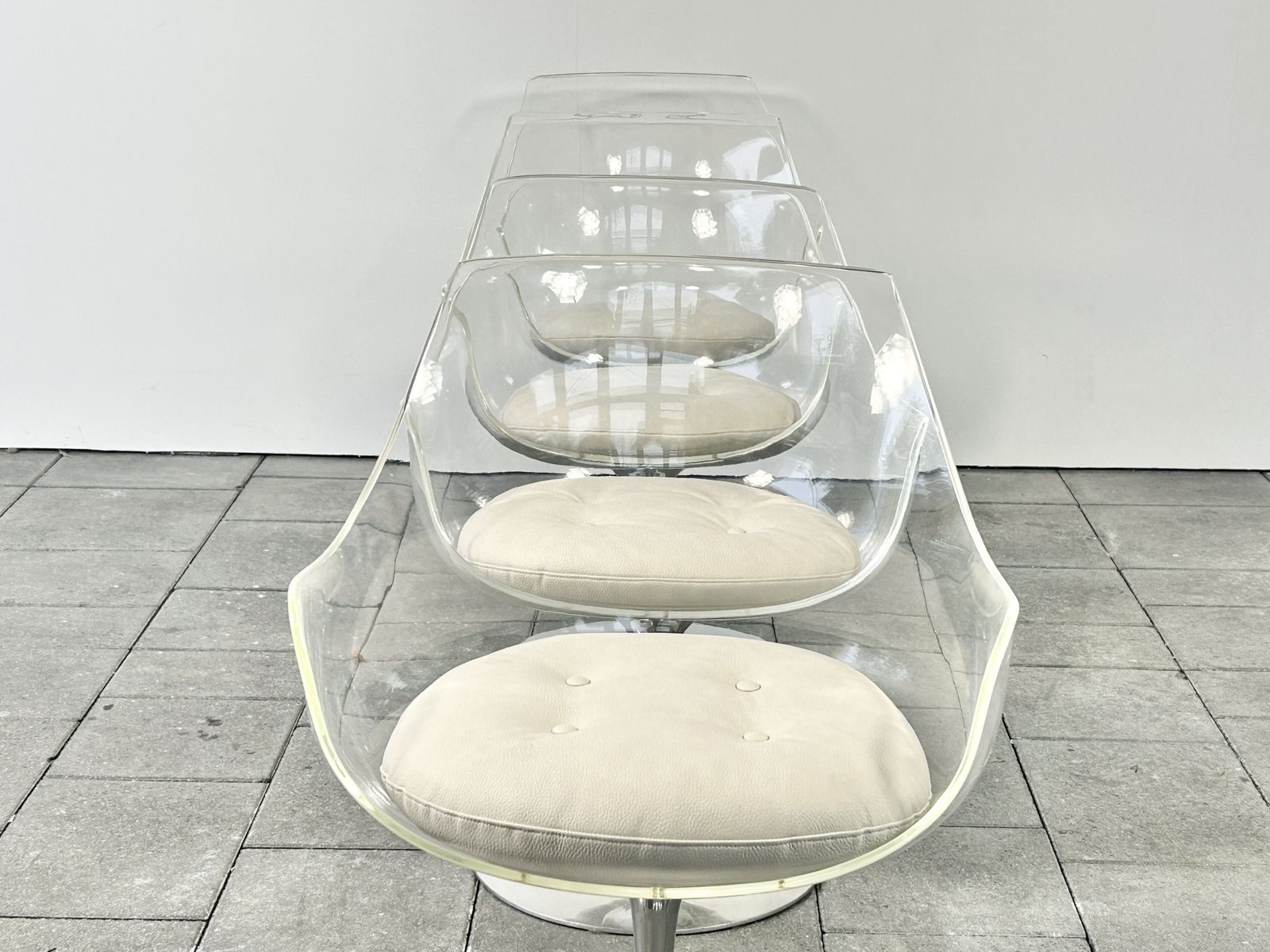 Set Of Four Champagne Chairs Design Erwine & Estelle Laverne For Formes Nouvelles 1960s photo furniture