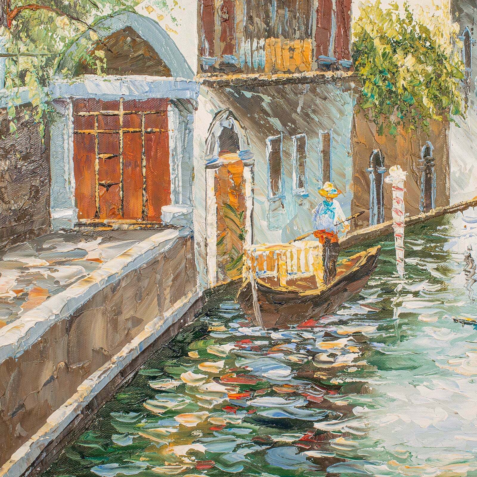 Vintage Venetian Canal Painting, Continental School, Oil On Canvas, Venice, Art photo buy
