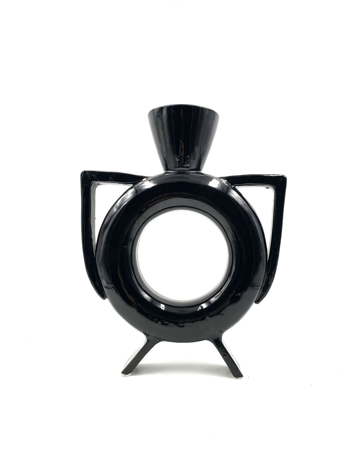 470.0 Organic Modern Black Ceramic Vase, Italy 1980s photo