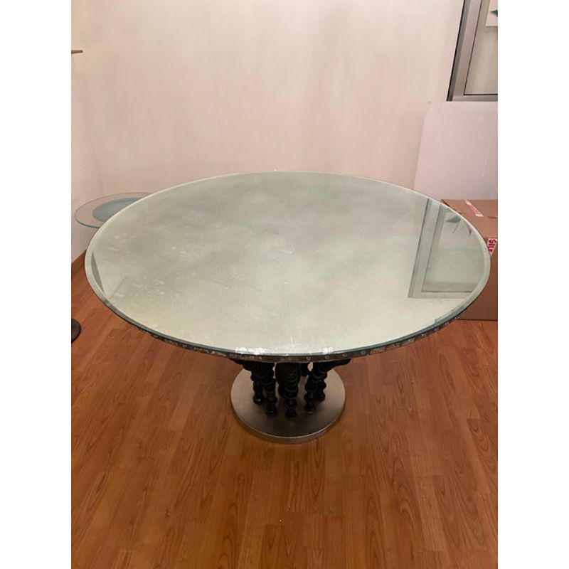26500.0 1980s Italian Venetian Black "Rezzonico" And Silver Murano Glass Style Big Table photo