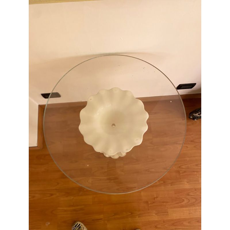 1990s Italian Venetian White And Gold Murano Glass Style Coffee Table photo Furniture