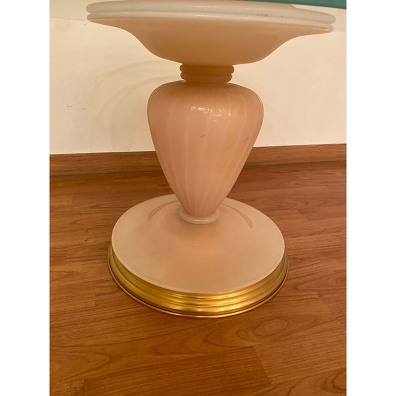 1990s Italian Venetian White And Gold Murano Glass Style Coffee Table In "Seta Color" And Gold photo buy