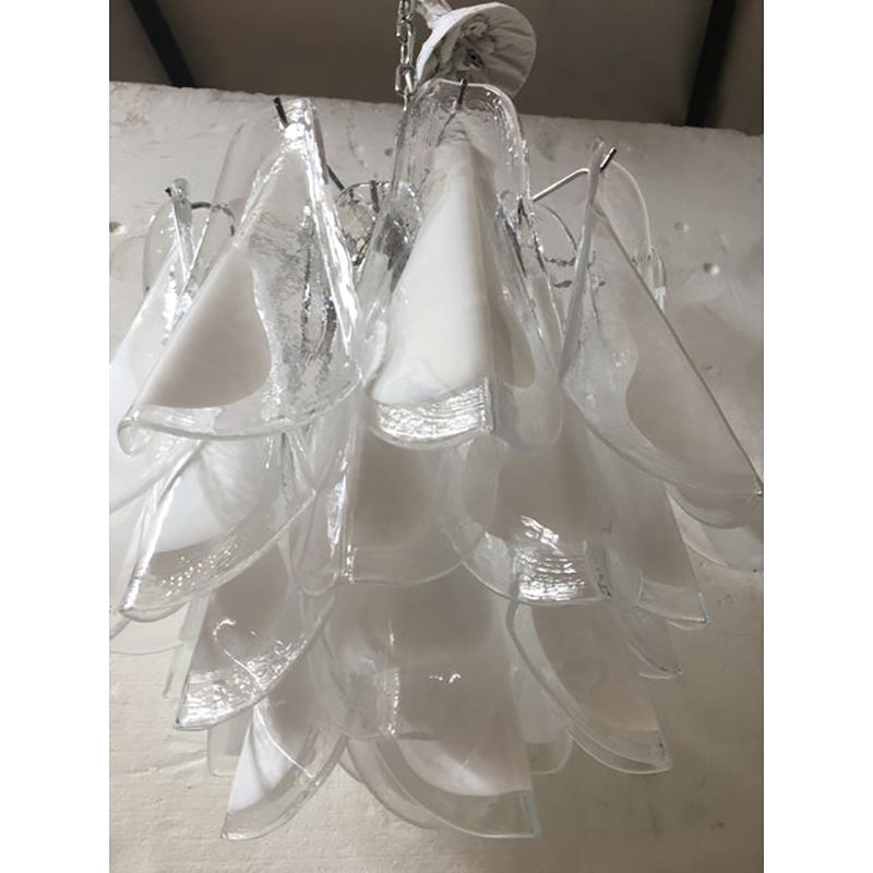 Italian White And Transparent Murano Glass Chrome Metal Frame Chandelier Sputnik photo Lighting