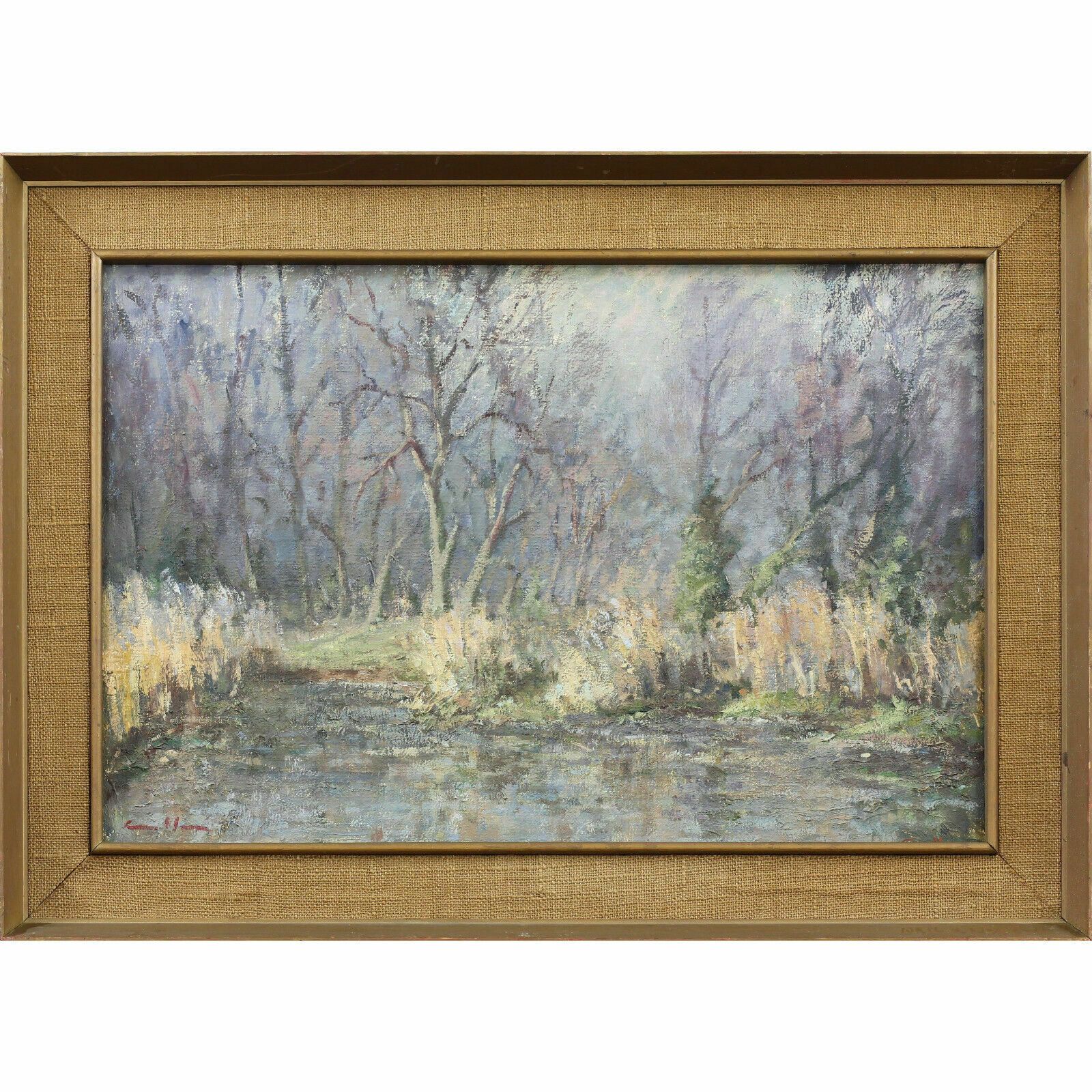 Oil On Canvas By Harold Edward Collin. Titled "Lake In The Woods"