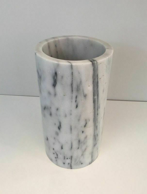 Round Carrara Marble Umbrella Stand In The Taste Of Angelo Mangiarotti