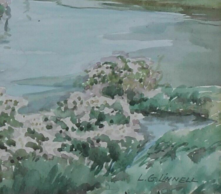 Watercolour Of A Marsh By Lawrence G Linnell photo for sale