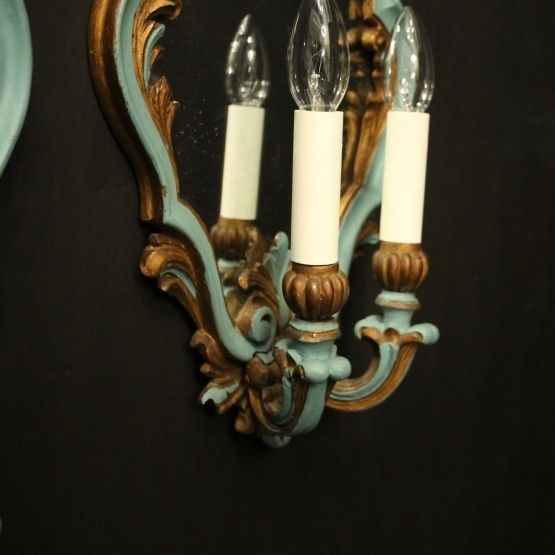 Italian Pair Polychrome Twin Arm Girandoles photo Lighting