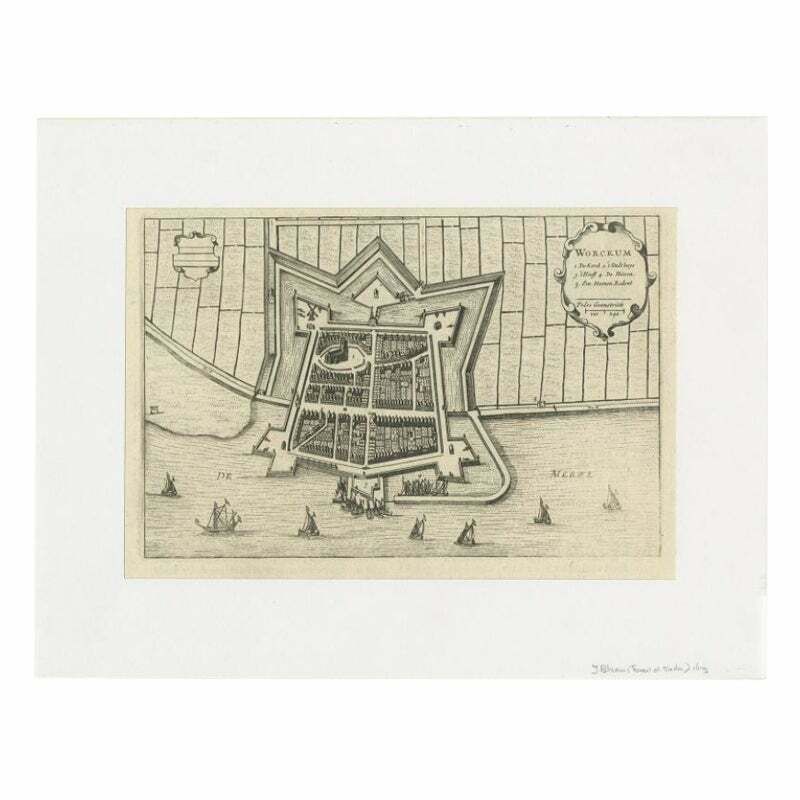 Antique Map Of The City Of Workum By Blaeu, 1649