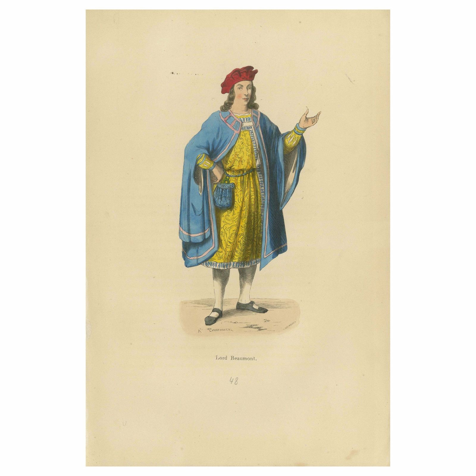 Lord Beaumont In Courtly Attire, Costume Di Moyen Age, 1847