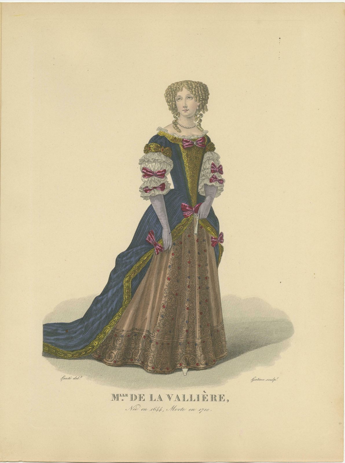 Hand Colored Engraving Of Françoise Louise De La Baume, Duchess Of La Vallière photo 143.0