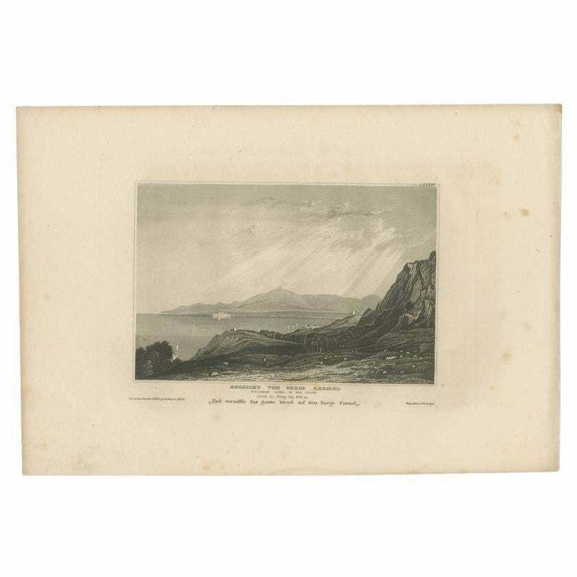 Antique Print Of Mount Carmel, A Coastal Mountain Range In Northern Israel, 1837 photo furniture
