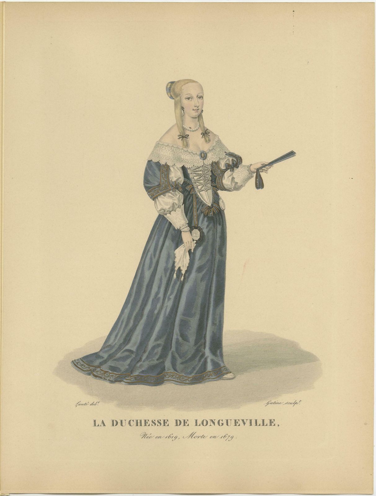 Handcolored Engraving Of Anne Geneviève De Bourbon  Duchess Of Longueville, 1900 photo 143.0