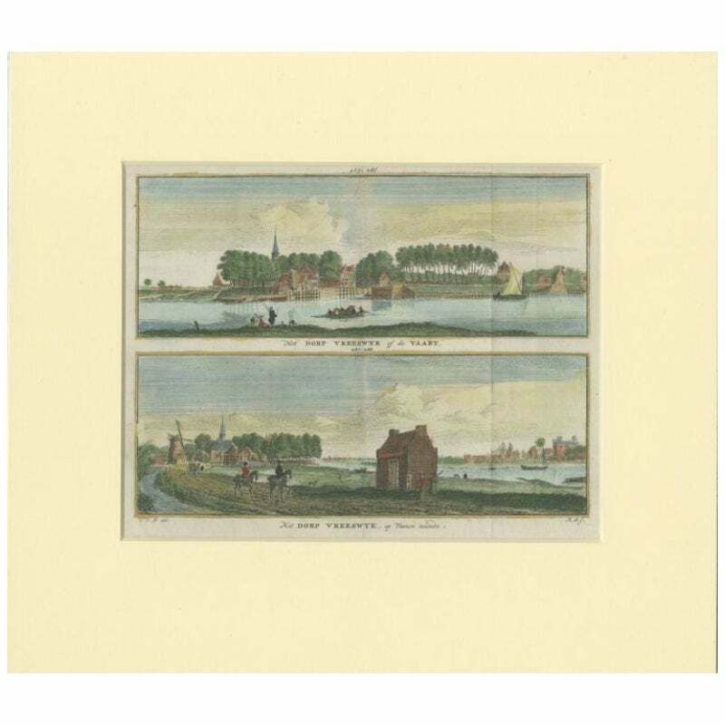 Antique Print Of The Village Of Vreeswijk, The Netherlands, C.1760