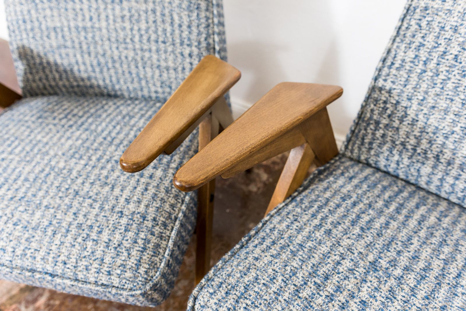 Furniture Customizable Pair Of Restored Mid Century "Bunny" Armchairs, 1970's photo