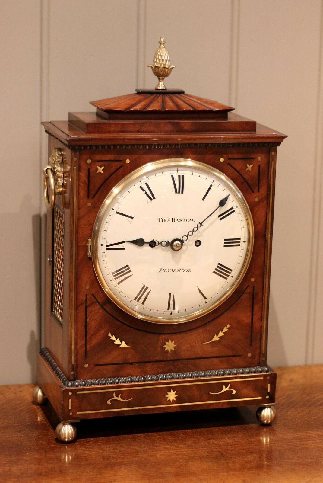 Mahogany Regency Chamfer Top Bracket Clock