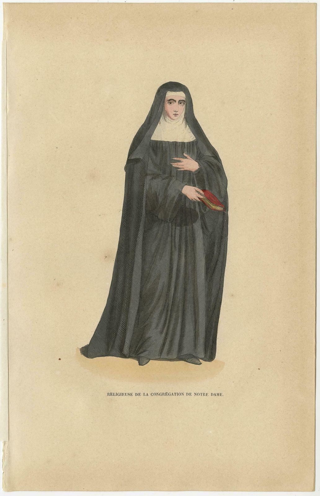 Antique Print Of A Nun Of The Canonesses Of St. Augustine, 1845 photo Art