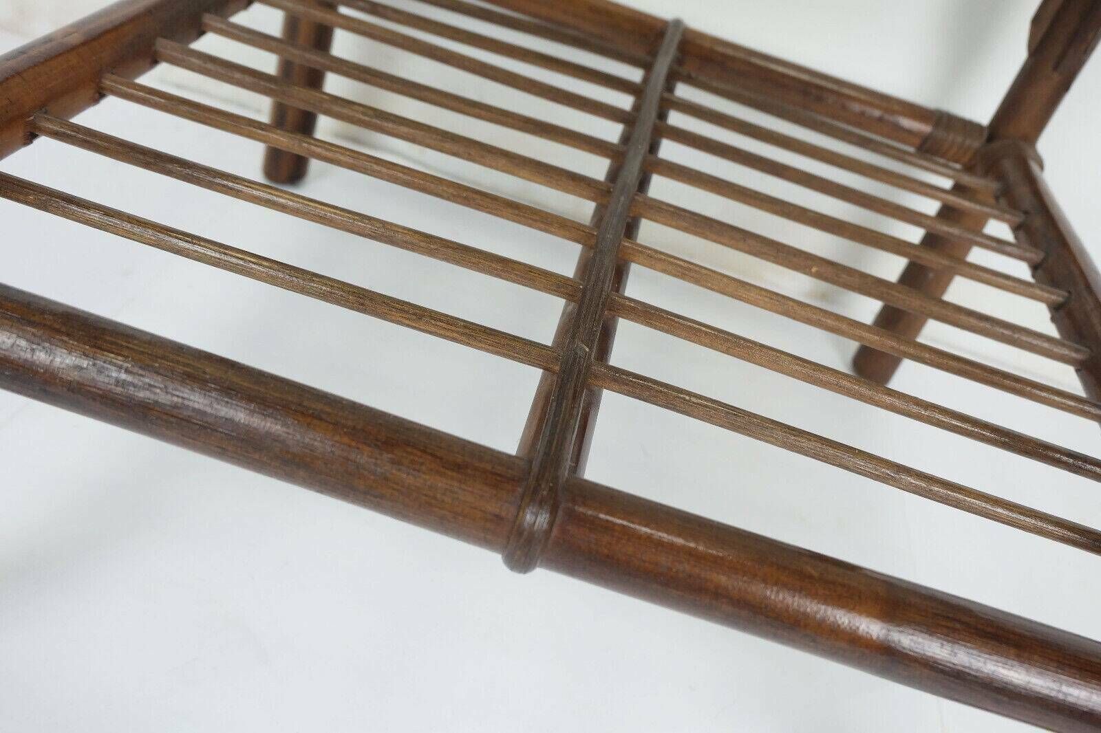 1970s Mid Century Side Table Coffee Table Bamboo Wicker Glass photo buy